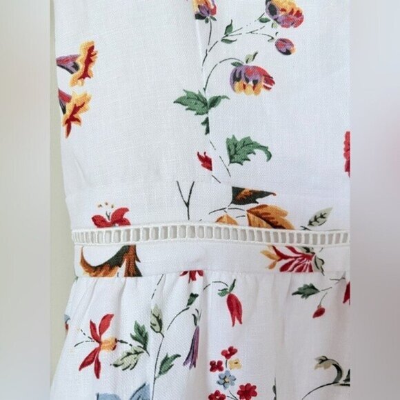 NEW Reformation Everett Linen Midi Dress Corsini White Multi Floral | US 0 UK 4 - Picture 15 of 16